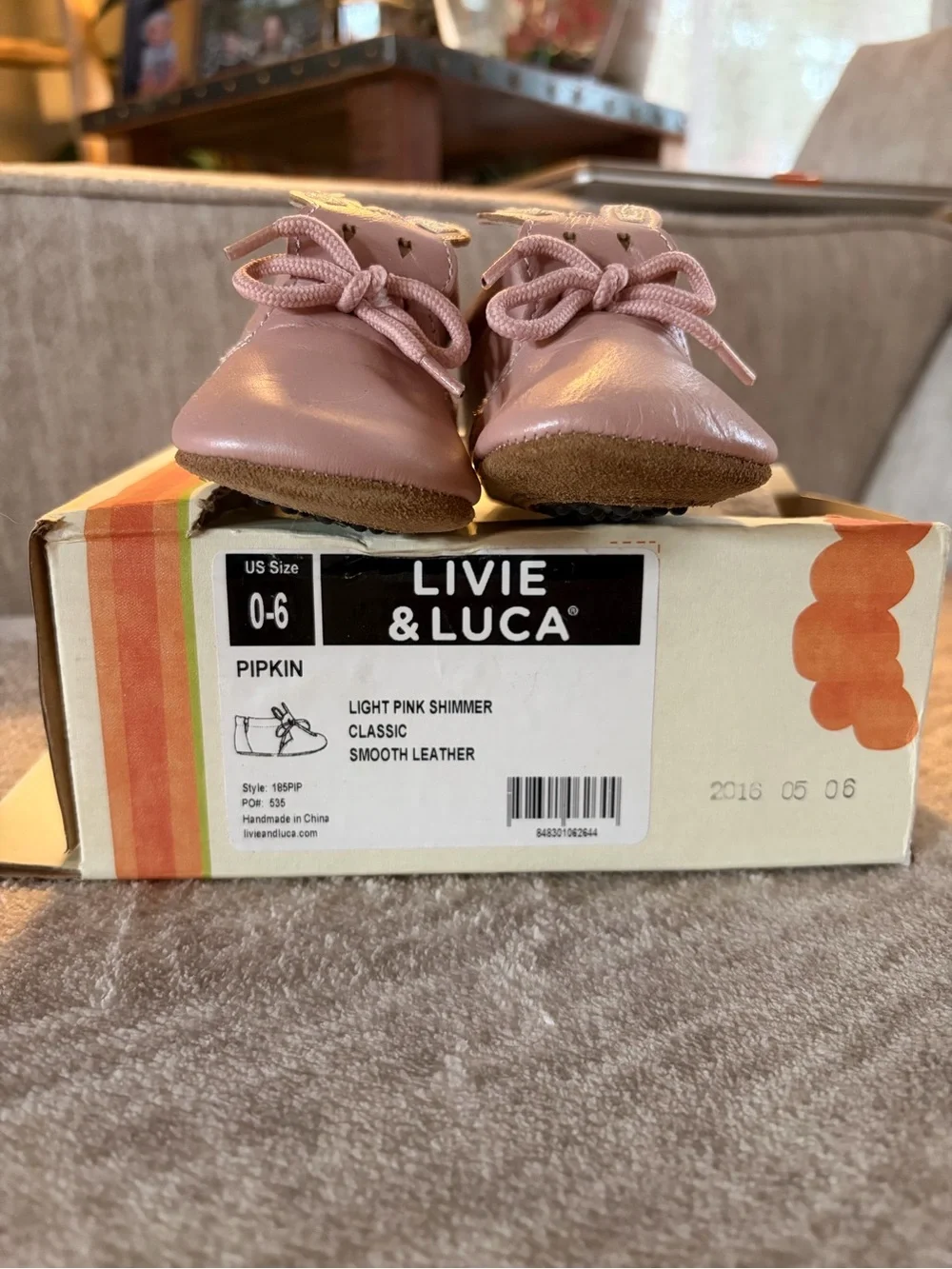 Livie & Luca Kids' Light Pink Shimmer Leather Shoes/ Sun-Sand Sandles size 0-6M